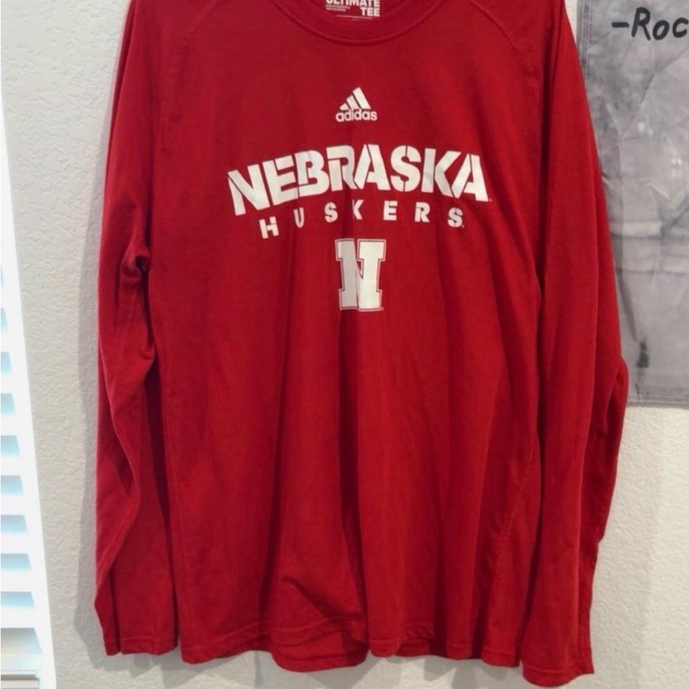 Adidas Red Nebraska Huskers Long Sleeve Shirt